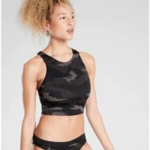 Athleta Freestyle Longline Camo Sports Bra Black Size‎ Small